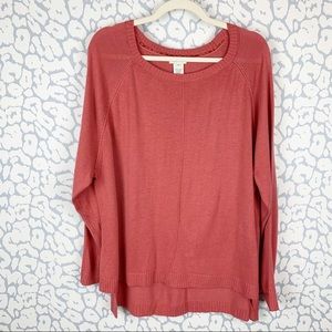 Sundance Linen Blend melon coral sweater XL
